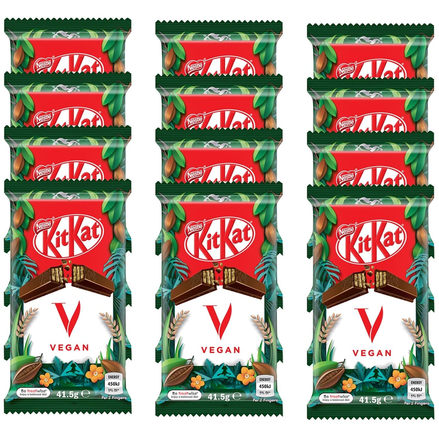 KitKat Vegan 4 Finger Organic Plant Based Chocolate Bar 12 Pack 41.5g, Dairy Free Bars, Healthy Chocolate 1.46 Ounce