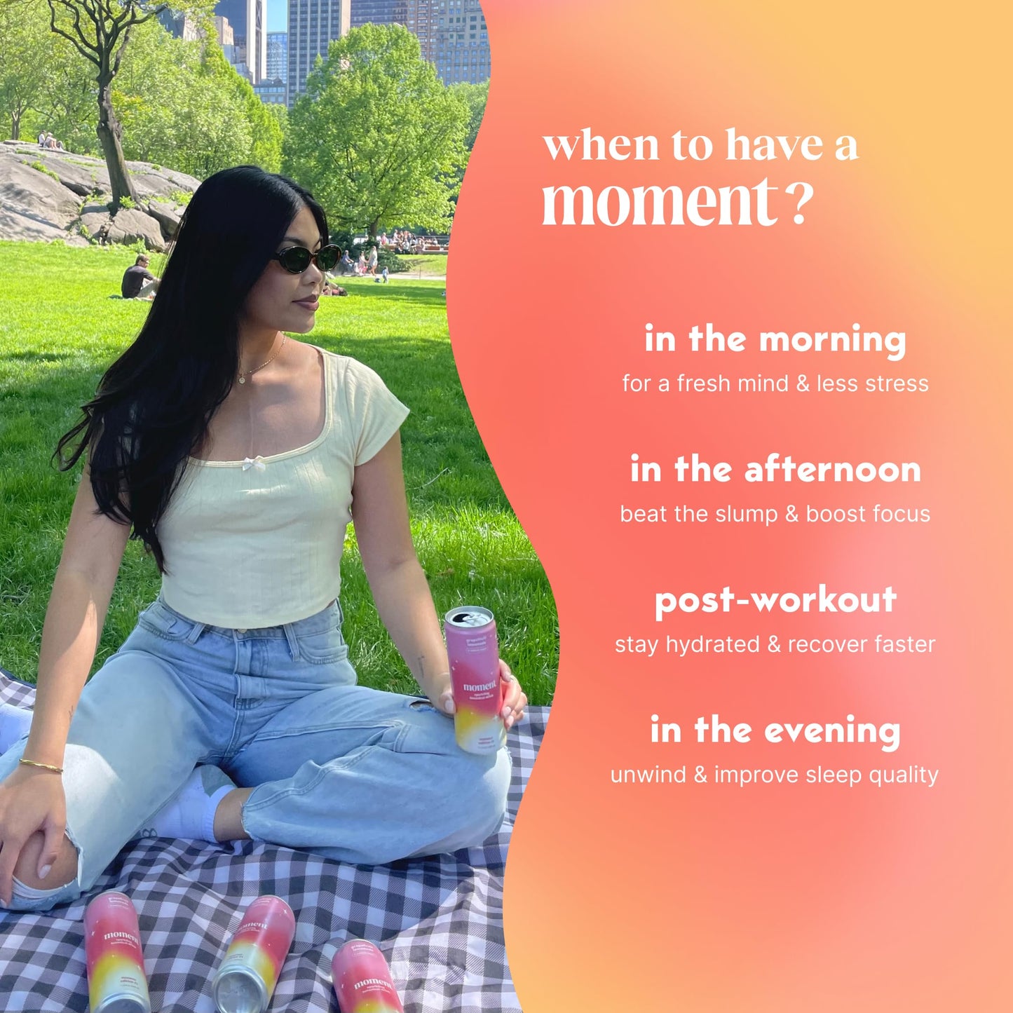 Moment Botanical Soda Soft Drink (Shark Tank) - SPARKLING Non fermented-style flavoric Drinks | Gfruit Lemonade | L-Theanine & Ashwagandha for Calm & Clarity | 0 Added Sugar 0 Caffeine | 12-pack