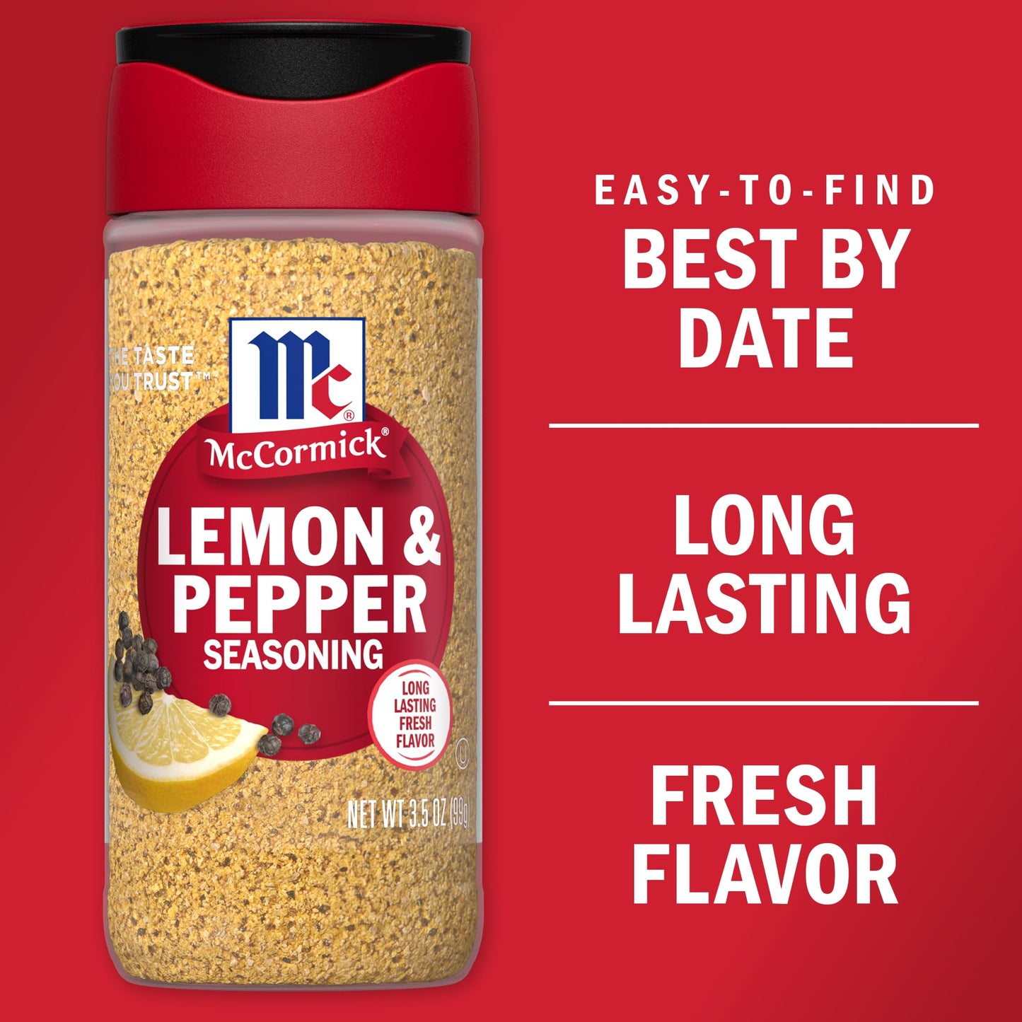 McCormick Lemon & Pepper Seasoning, 3.5 oz, Ideal for Cooking and Grilling
