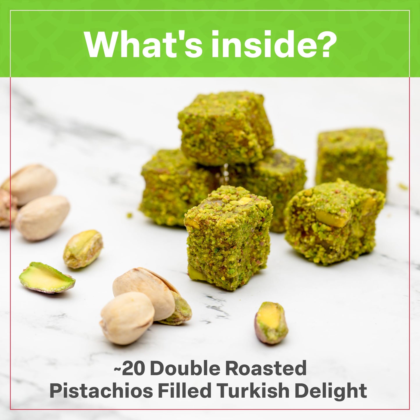 Eastanbul Turkish Delight Pistachio 8.8Oz Gourmet & Double Roasted Pistachios Filled, Turkish Delights Rich Pistachio Nuts Conte