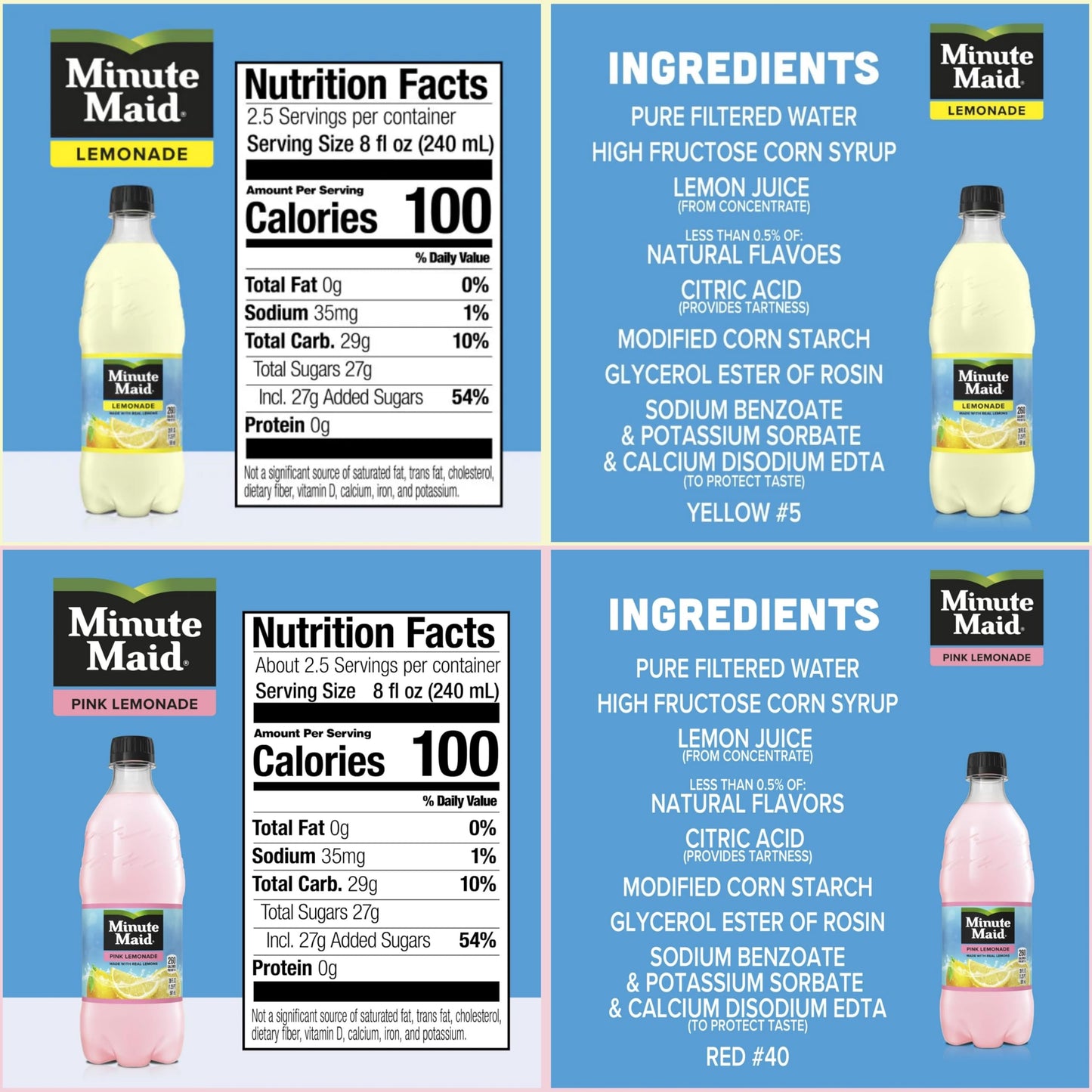 Minute Maid Fruit Punch 5 Flavors Variety Pack, Lemonade And Fruit Drinks 20 Oz (Pack of 10)