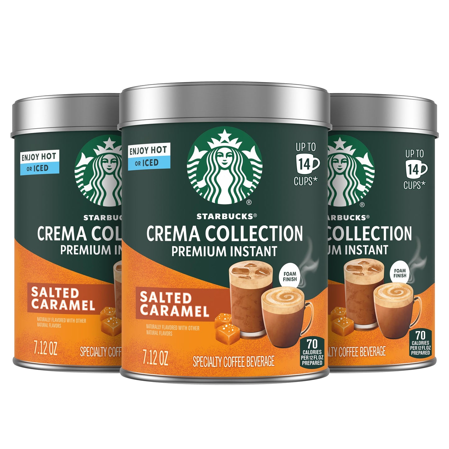 Starbucks Crema Collection Top-Grade Instant Salted Caramel Flavored Instant Coffee  100% Arabica Beans  3 Tins (7.12 Oz Each)