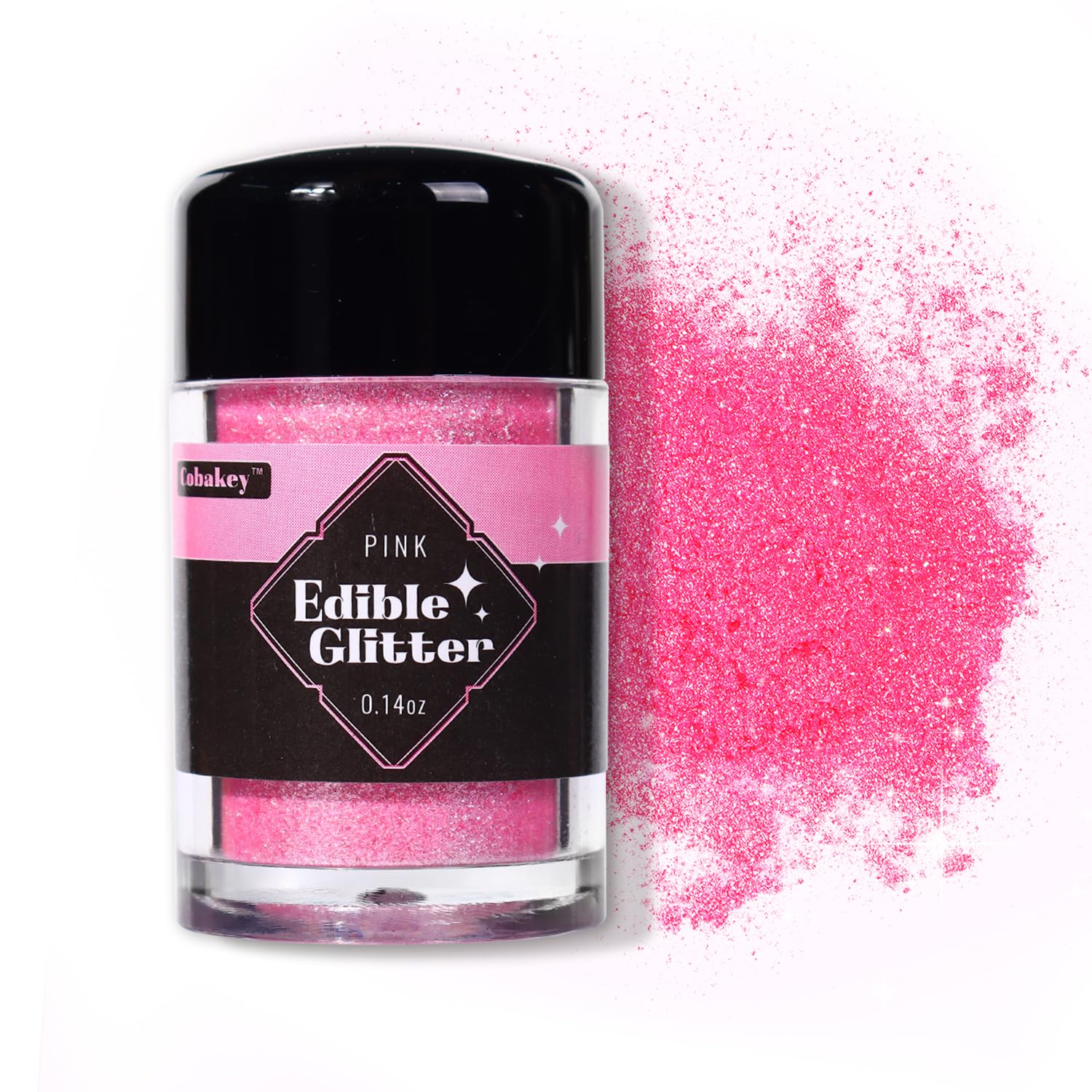 Cobakey Pink Edible Glitter Powder for Baking & Cake Decorating, 4g Food Grade Luster Dust