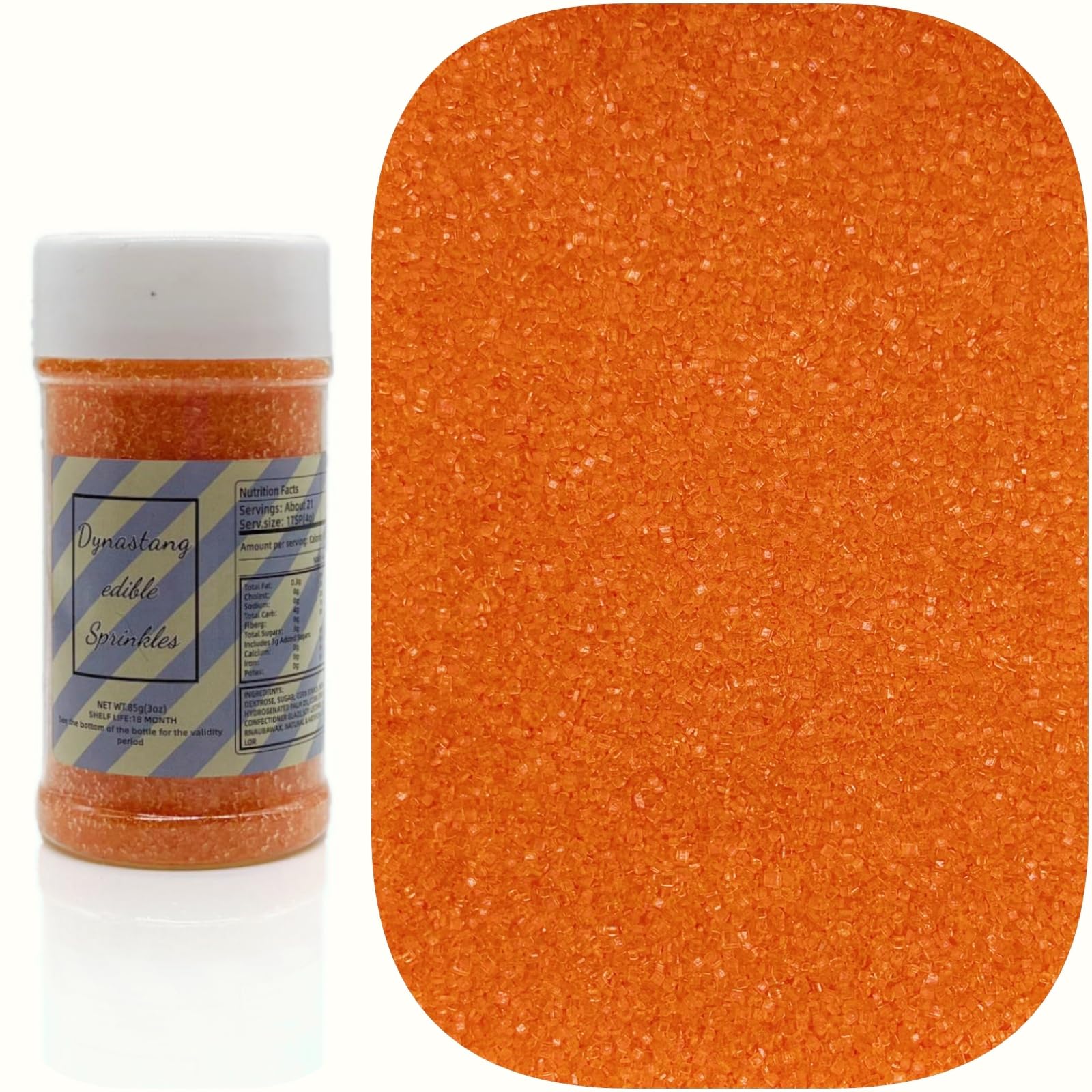 Dynastang Orange Sanding Sugar Sprinkles Edible Sugar Crystals Cake Decoration Cupcake Toppers Cookie Decorating Perfect for Cak