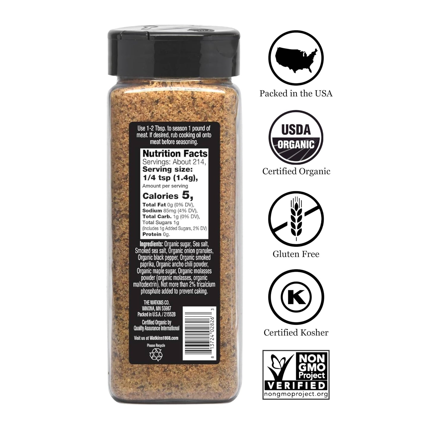 Watkin'S Organic Premium Grilling Spiced Maple Seasoning, 10.6 Oz