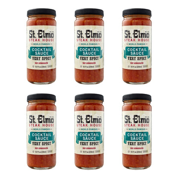 St Elmo Cocktail Sauce, Extra Spicy Seafood Sauce for Shrimp, 8 Fl Oz (6 Pack)