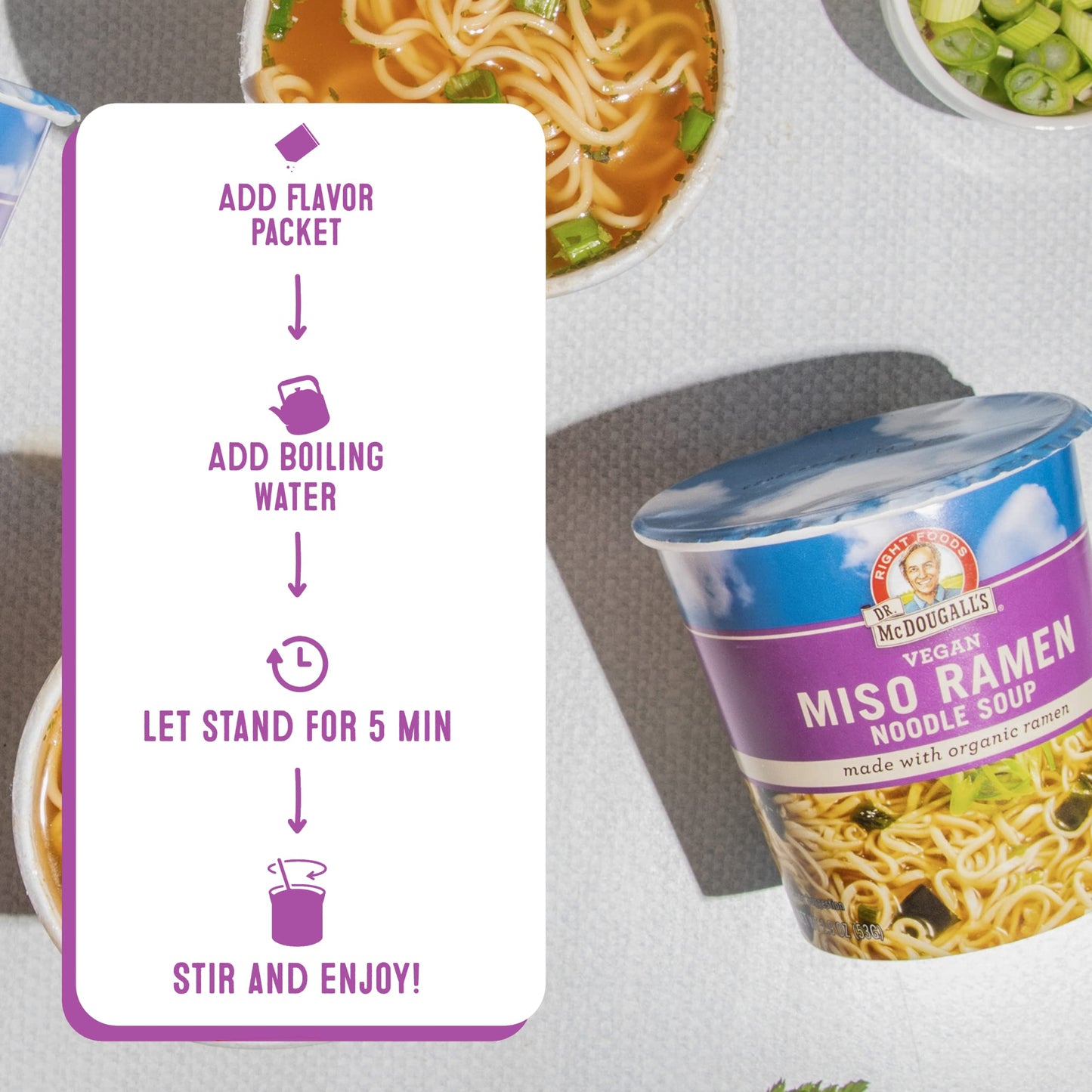 Dr. Mcdougall'S Vegan Miso Ramen Soup - Instant Ramen Noodles Cups - Organic Instant Noodles - Vegan Ramen - Noodle Soup - Veget