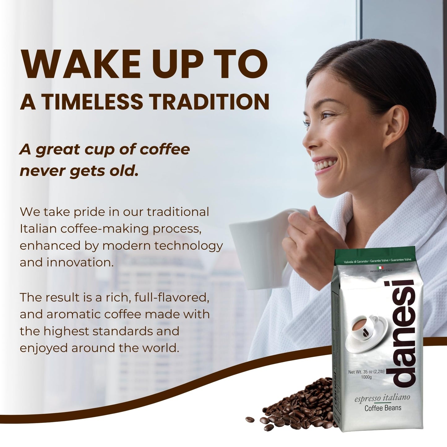 D DANESI CAFFÈ Espresso Coffee Beans - Medium Roast Whole Bean - 2.2 lb