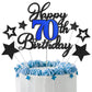 Happy 70th Birthday Cake Toppers, Black Blue Glitter Cake Decorations Set, 70th Birthday Decor, Birthday Anniversary Party Decor