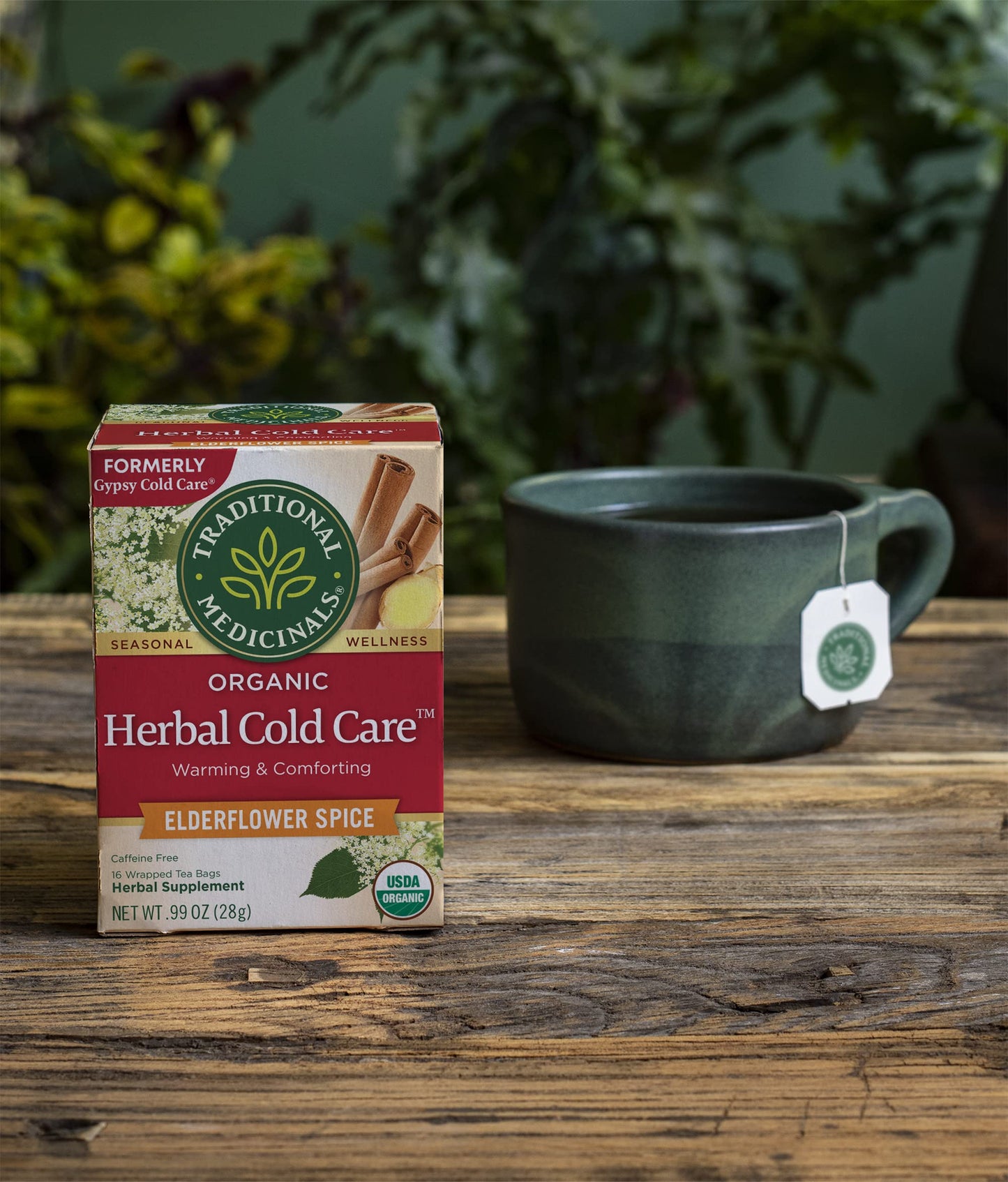 Traditional Medicinals Organic Herbal Cold Care Elderflower Spice Herbal Tea, Warm & Comforting Seasonal Wellness, (Pack Of 2) - 32 Tea Bags Total
