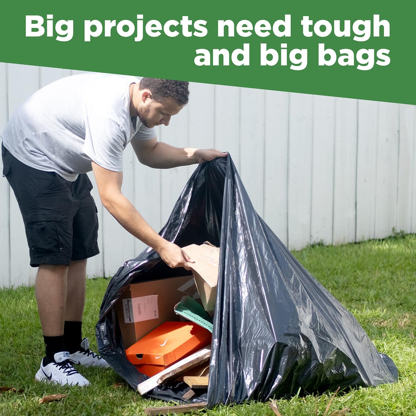95-96 Gallon Extra-Large Trash Bags, 61X68 Black Garbage Bags, 1.2 Mil Thick (50 Count), Heavy-Duty Outdoor 95 Gallon Trash Bags