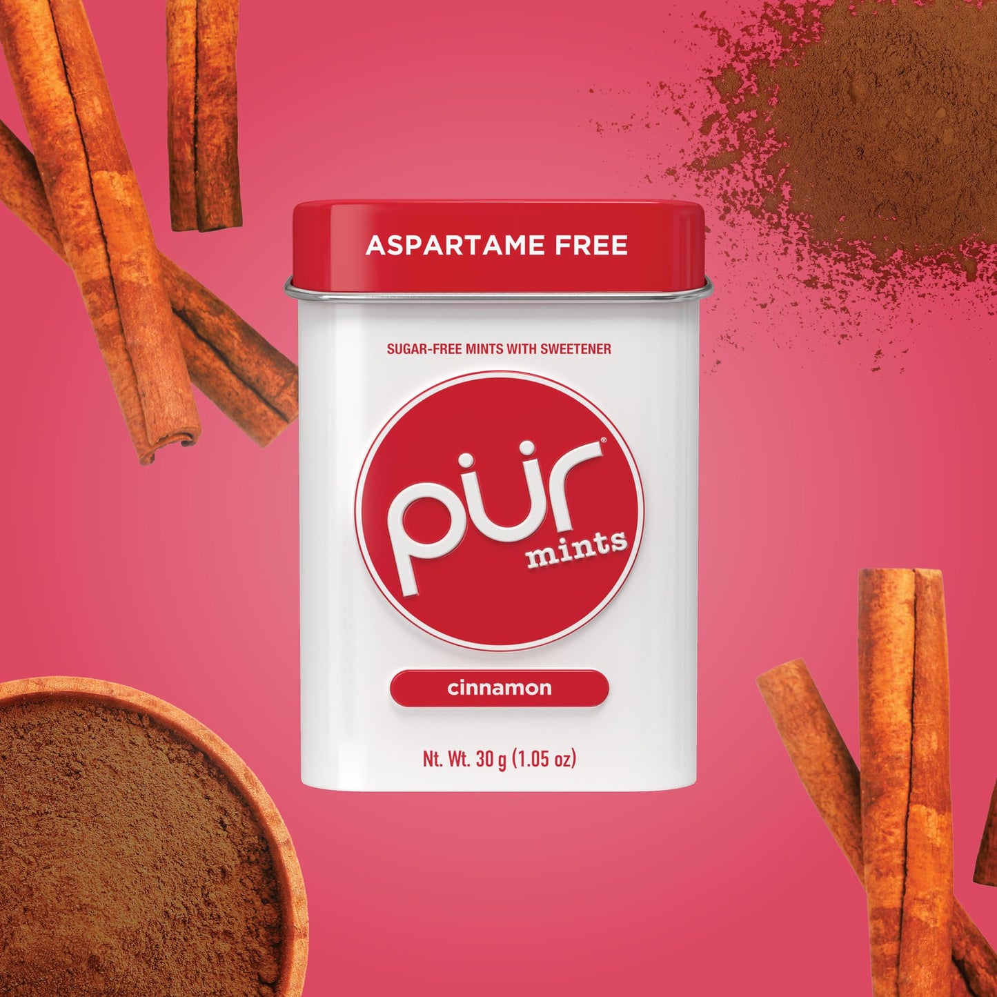 PUR Mints | Aspartame-Free | Made with Xylitol | Sugar-Free  Vegan  Gluten-Free & Keto Friendly | Natural Cinnamon Flavor  30 Pieces (Pack of 12)