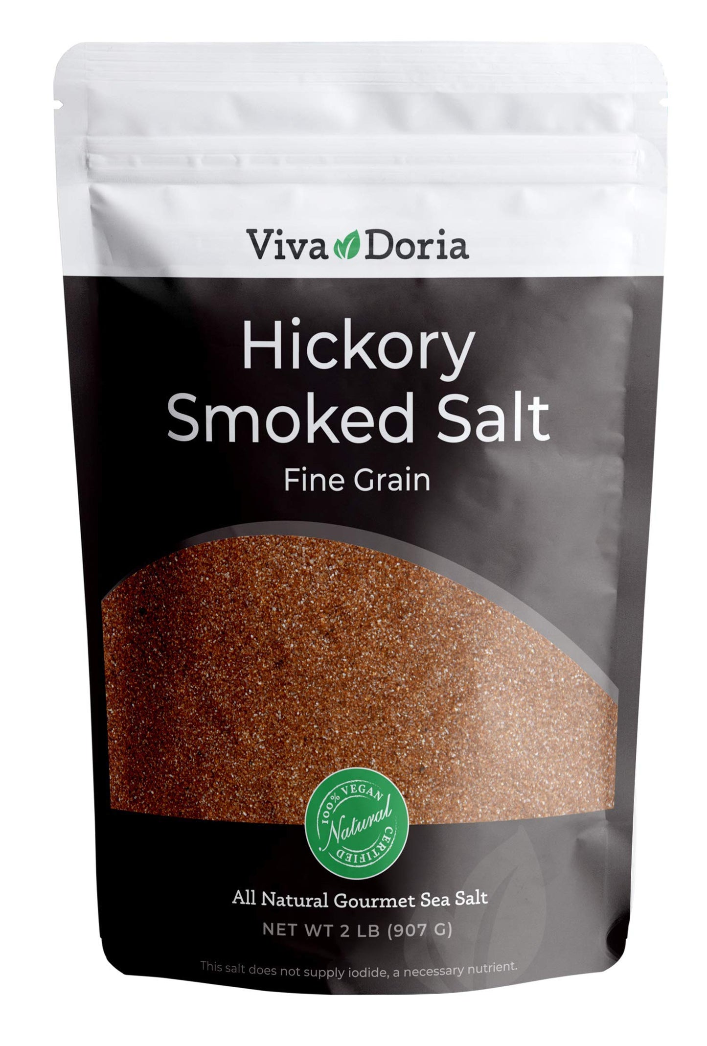 Viva Doria Hickory Smoked Sea Salt, Fine Grain, 32 Ounce, Natural Flavor