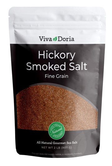 Viva Doria Hickory Smoked Sea Salt, Fine Grain, 32 Ounce, Natural Flavor