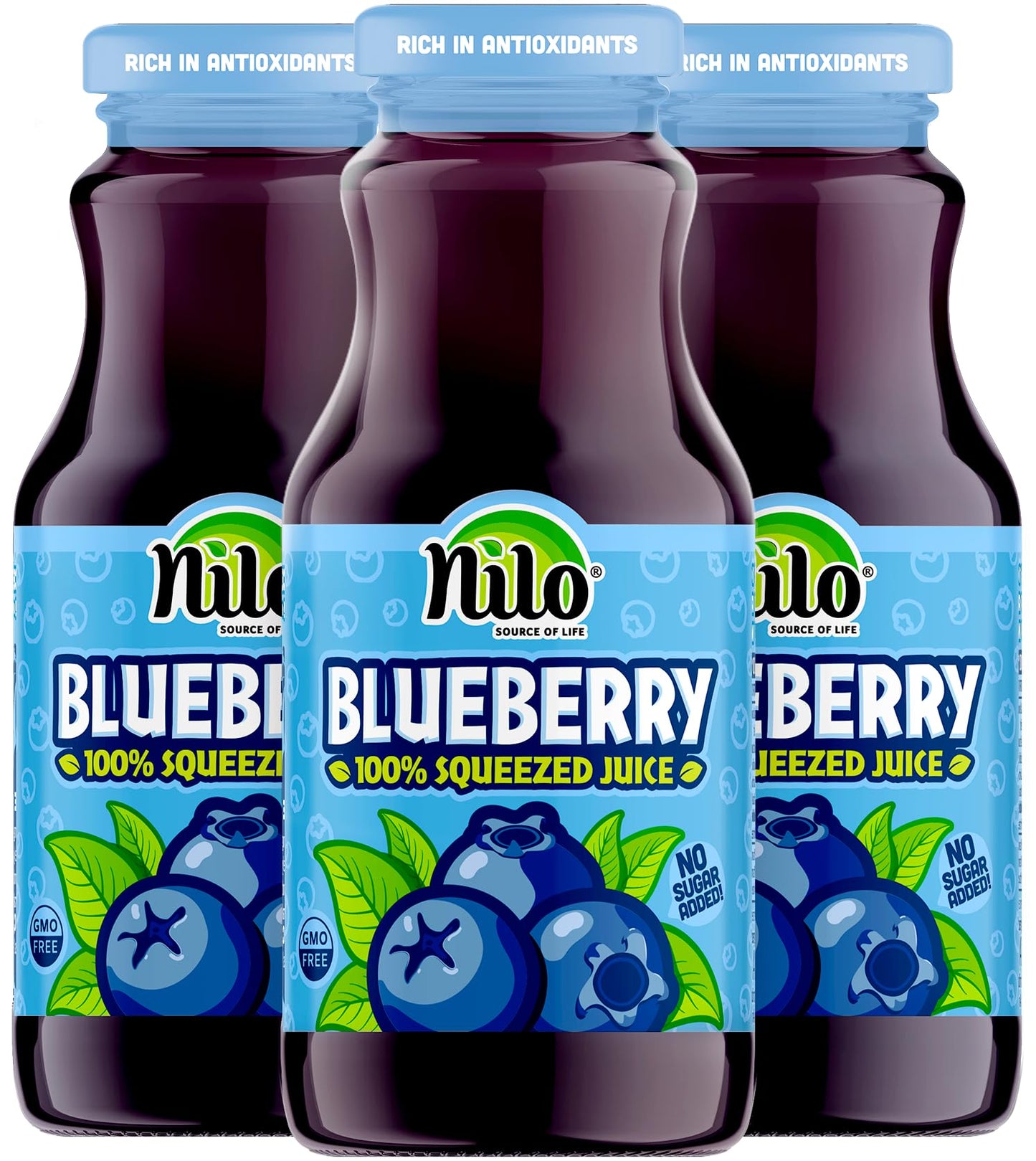 NILO Blueberry Juice | 100% Squeezed Wild Blueberry Arandano | NO Sugar added | NON GMO | NOT From Concentrate | 8.45 oz (Pack o