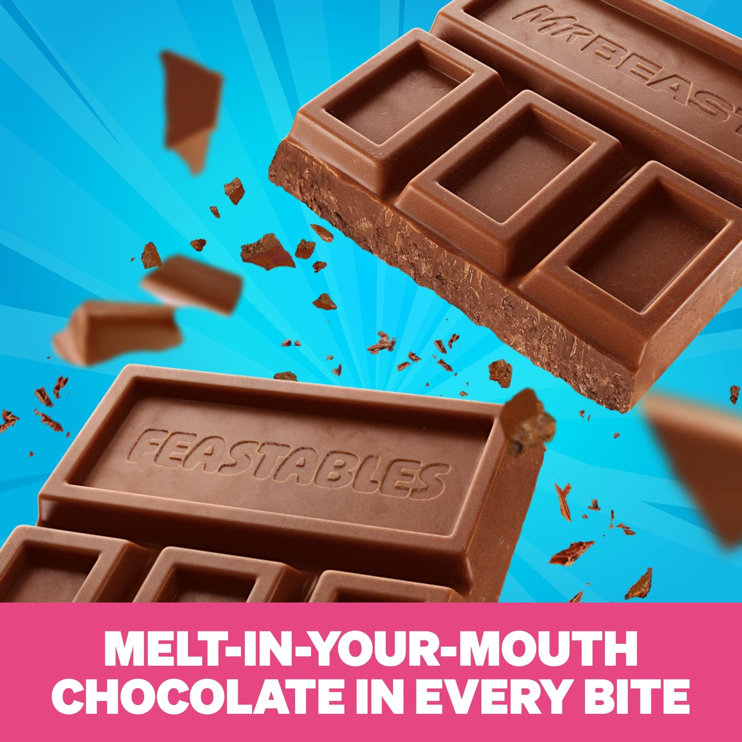 Feastables Mrbeast Combo Pack, King Size Milk Chocolate & Milk Crunch Bars, 10 Each, Candy Bars For Mature-Themeds & Kids, Candy Bar For Snacks, Gifts, Or Dessert, Fairtrade Cocoa, 2.1 Oz Each, 20 Count