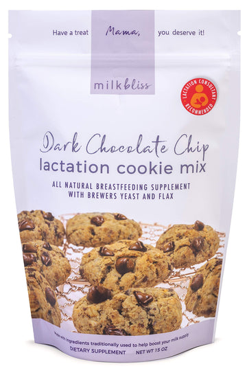 MilkBliss Dark Chocolate Chip Lactation Cookie Mix- Oatmeal Breastfeeding Cookie Supplement Support for Milk Supply Increase 15 