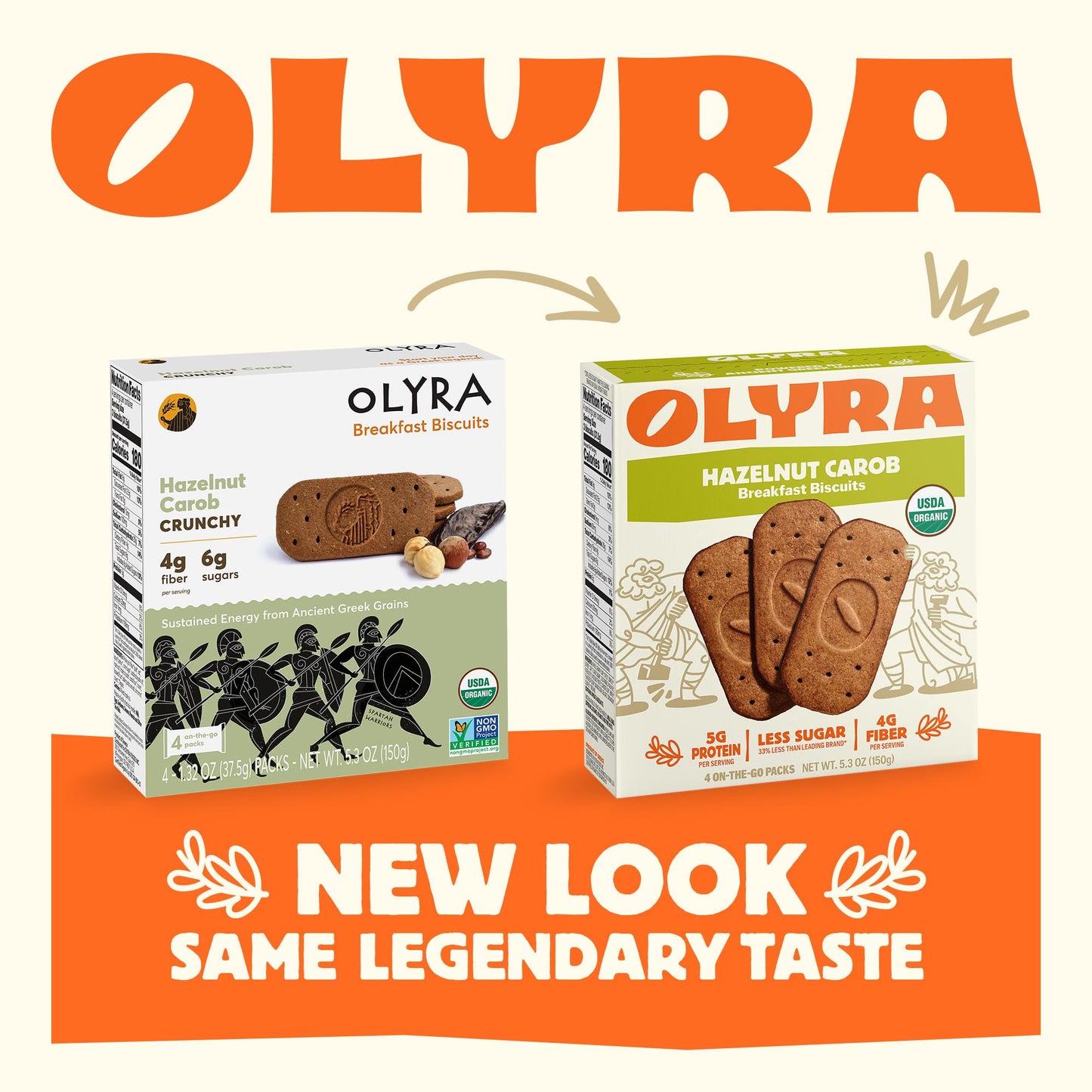 Olyra Organic Breakfast Biscuits - Hazelnut Carob - Healthy Snacks for Adults - Office Snacks - Healthy Cookies - High Fiber Sna
