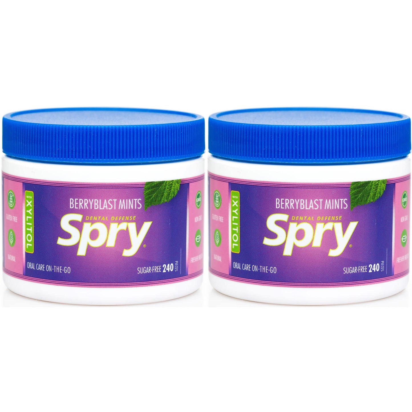 Spry Xylitol Berry Blast Mints Sugar Free Candy - Breath Mints That Promote Oral Health, Dry Mouth Mints That Increase Saliva Production, Stop Bad Breath, 240 Count (Pack Of 2)