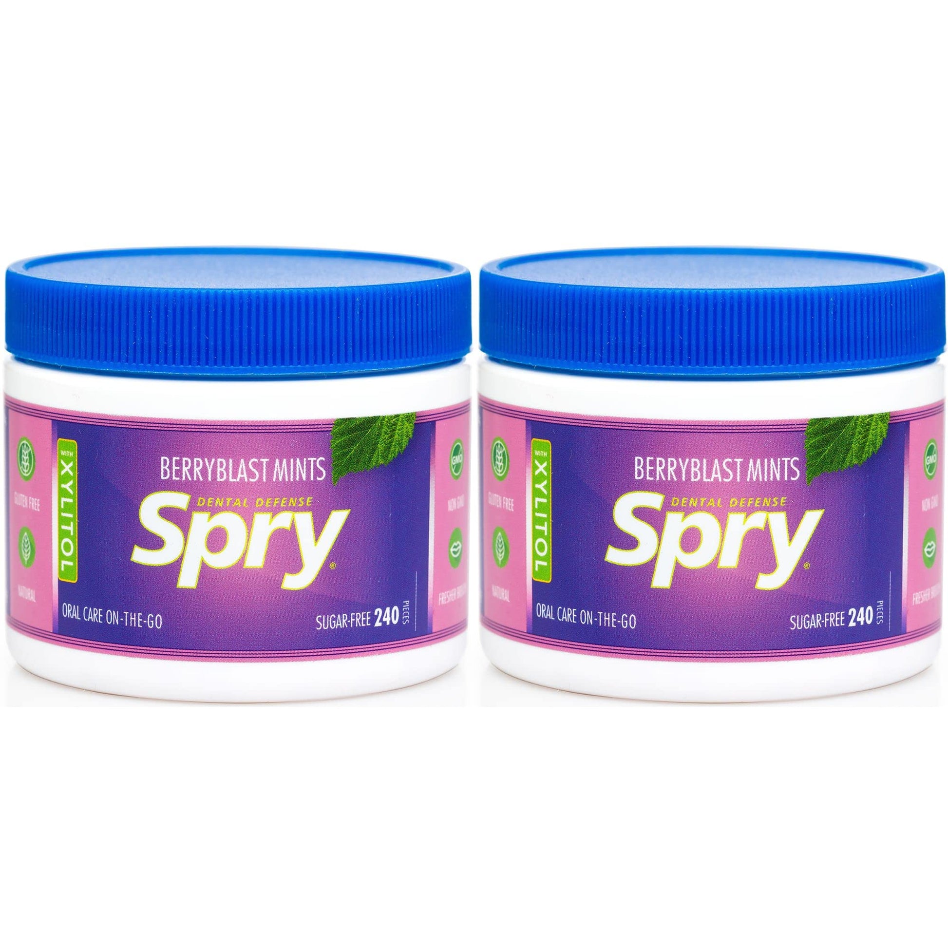 Spry Xylitol Berry Blast Mints Sugar Free Candy - Breath Mints That Promote Oral Health, Dry Mouth Mints That Increase Saliva Production, Stop Bad Breath, 240 Count (Pack Of 2)
