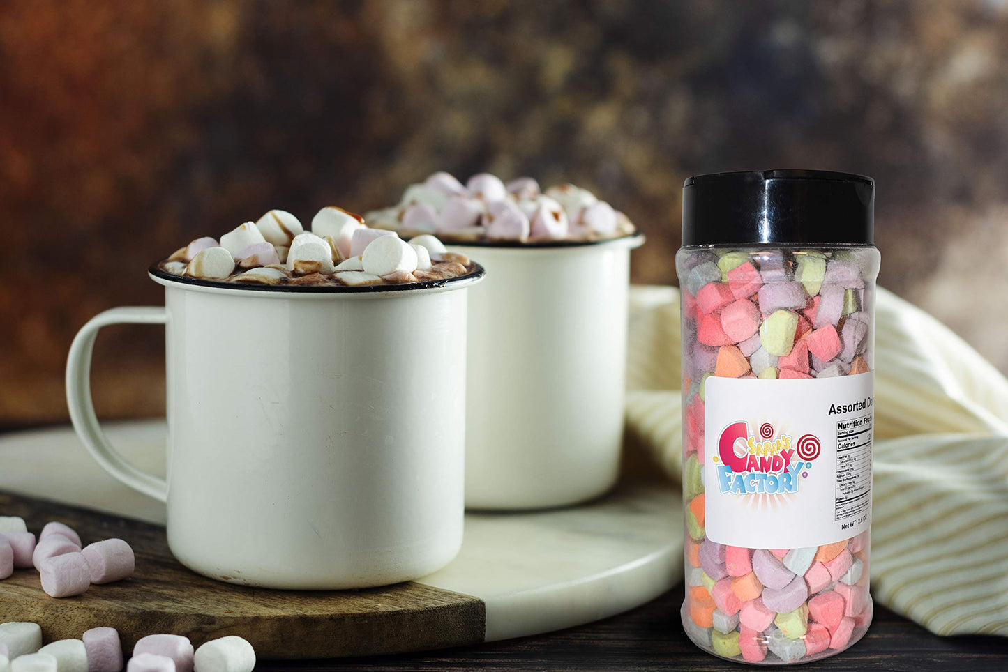 Sarahs Candy Factory Variety Dehydrated Marshmallow Bits, Vanilla Marshmallows In Jar, Assorted Marshmallows In Jar Assorted-Ass