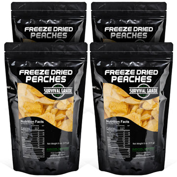 Survival Grocery Freeze Dried Peaches - All-Natural, No Added Sugar, 24 oz. (4 Bags)