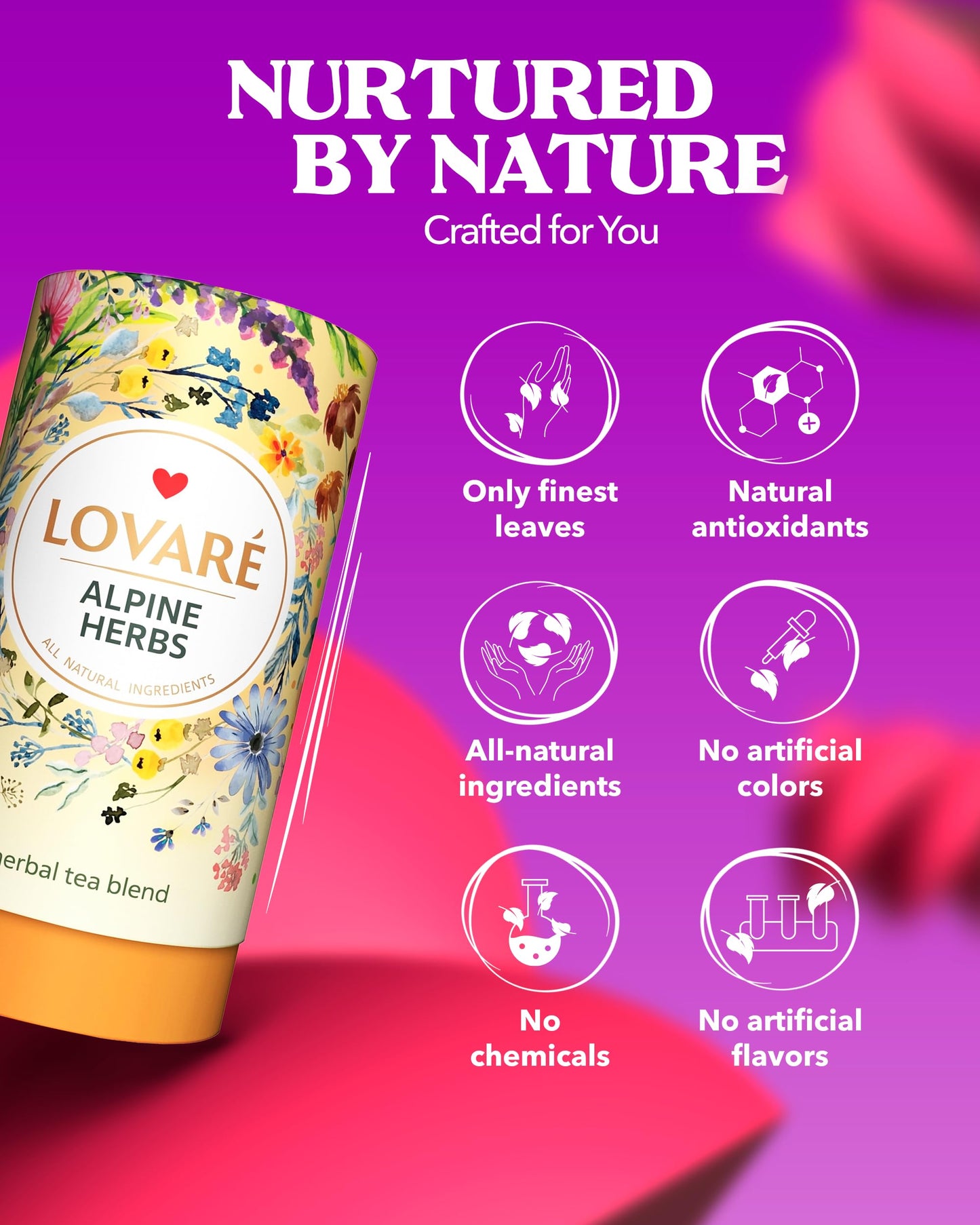 LOVARE Alpine Herbs Loose Leaf Tea 80 g - Made in Ukraine - Lemongrass, Chamomile Flowers, Rose Hips, Orange Peel and Blossom, B