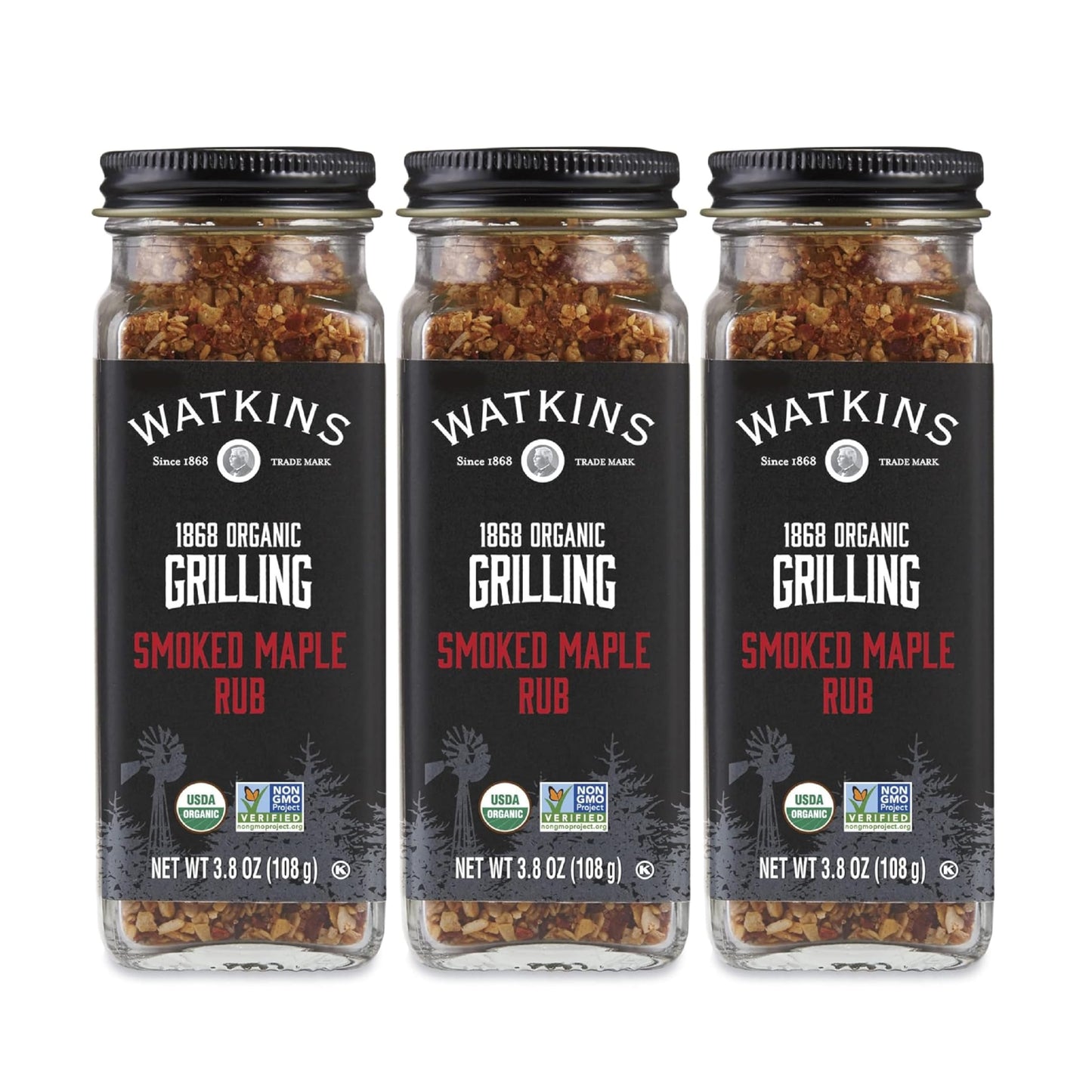 Watkins Organic Grilling Smoked Maple Rub, 3.8 oz, 3-Pack