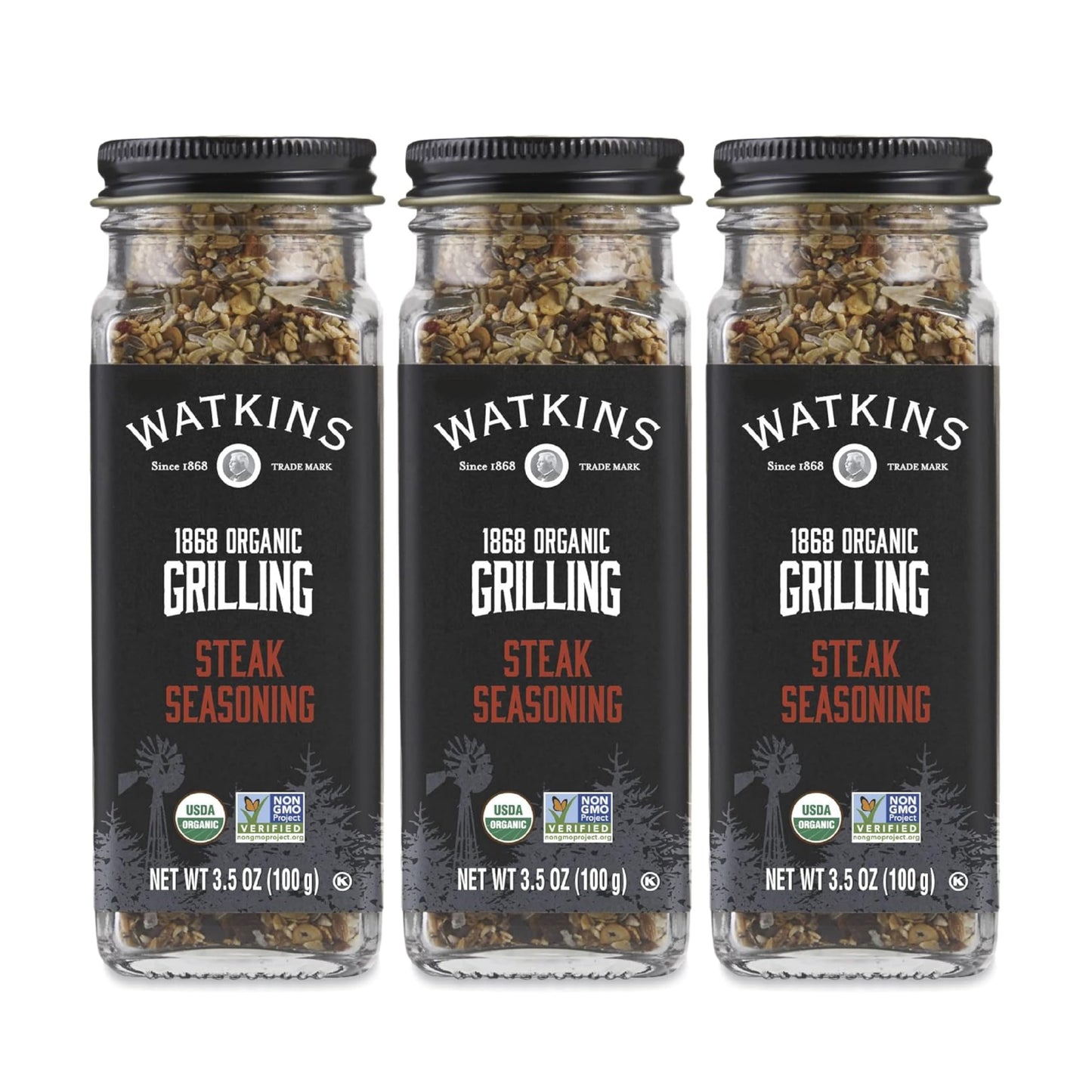 Watkins Organic Grilling Steak Seasoning, 3.5 Oz, 3-Pack