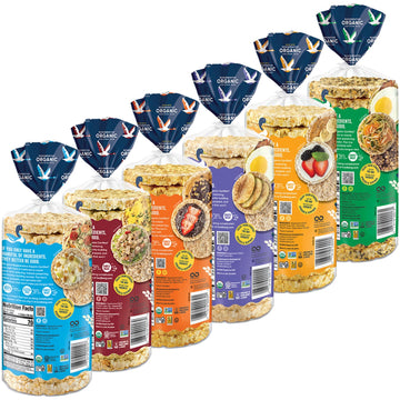 Lundberg Organic Brown Rice Cakes Variety 6-Pack - Regenerative Organic Certified Salt-Free, Lightly Salted, Wild Rice, Tamari W