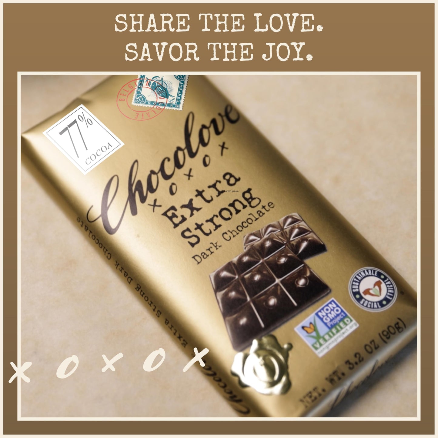 Chocolove Extra Strong Dark Chocolate Bars | 77% Cocoa | Strong & Smooth Belgian Dark Chocolate | Rainforest Alliance Certified,