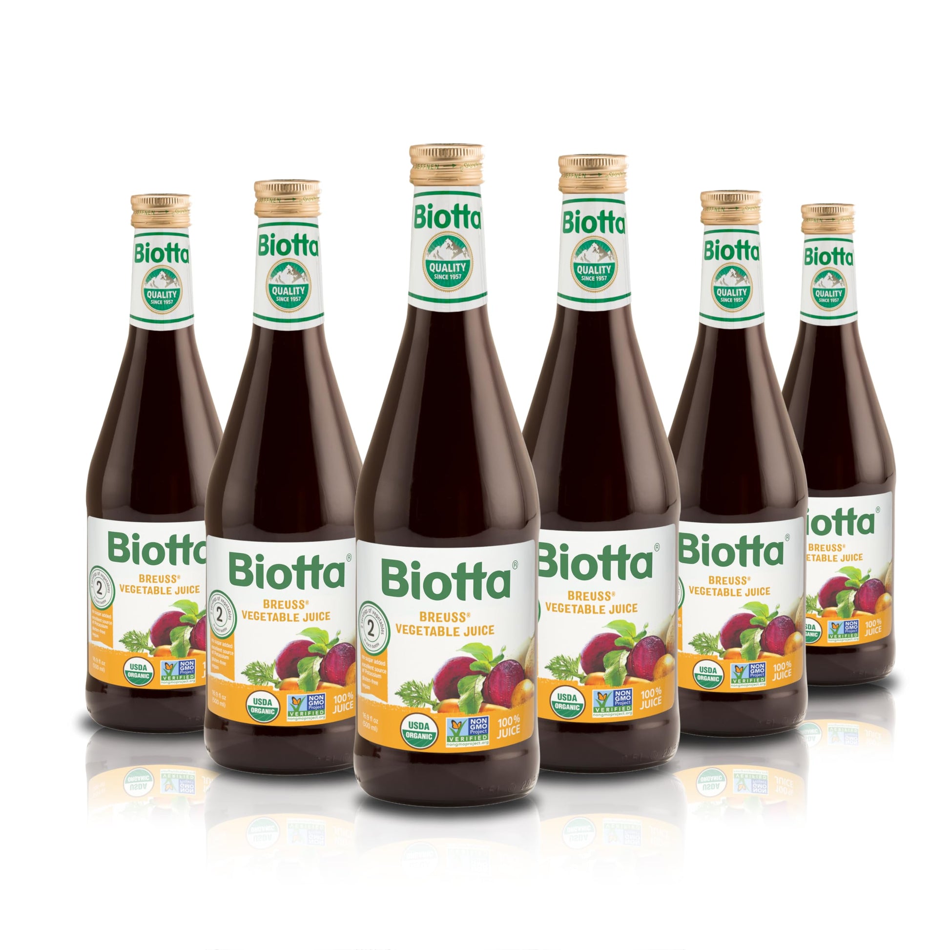Biotta Organic Breuss Juice - 100% Juice Superfood- Help Improve Overall Wellness - Excellent Source Of Potassium (16.9 Fl Oz, Pk Of 6) (Breuss Vegetable)