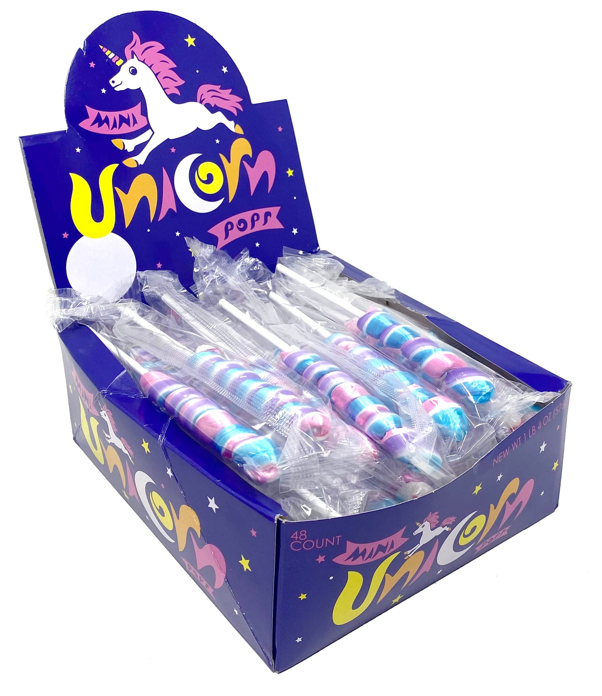 Adams & Brooks Unicorn Pops - 48 Count Lollipops, Individually Wrapped, Strawberry Flavor, Pink/Blue/Purple