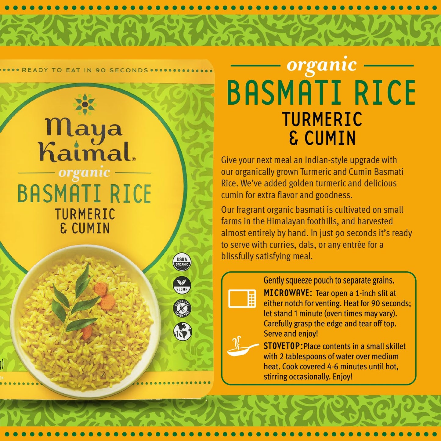 Maya Kaimal Foods - Organic Indian Everyday Rice - Turmeric And Cumin Surekha - 10Oz - Pack Of 6