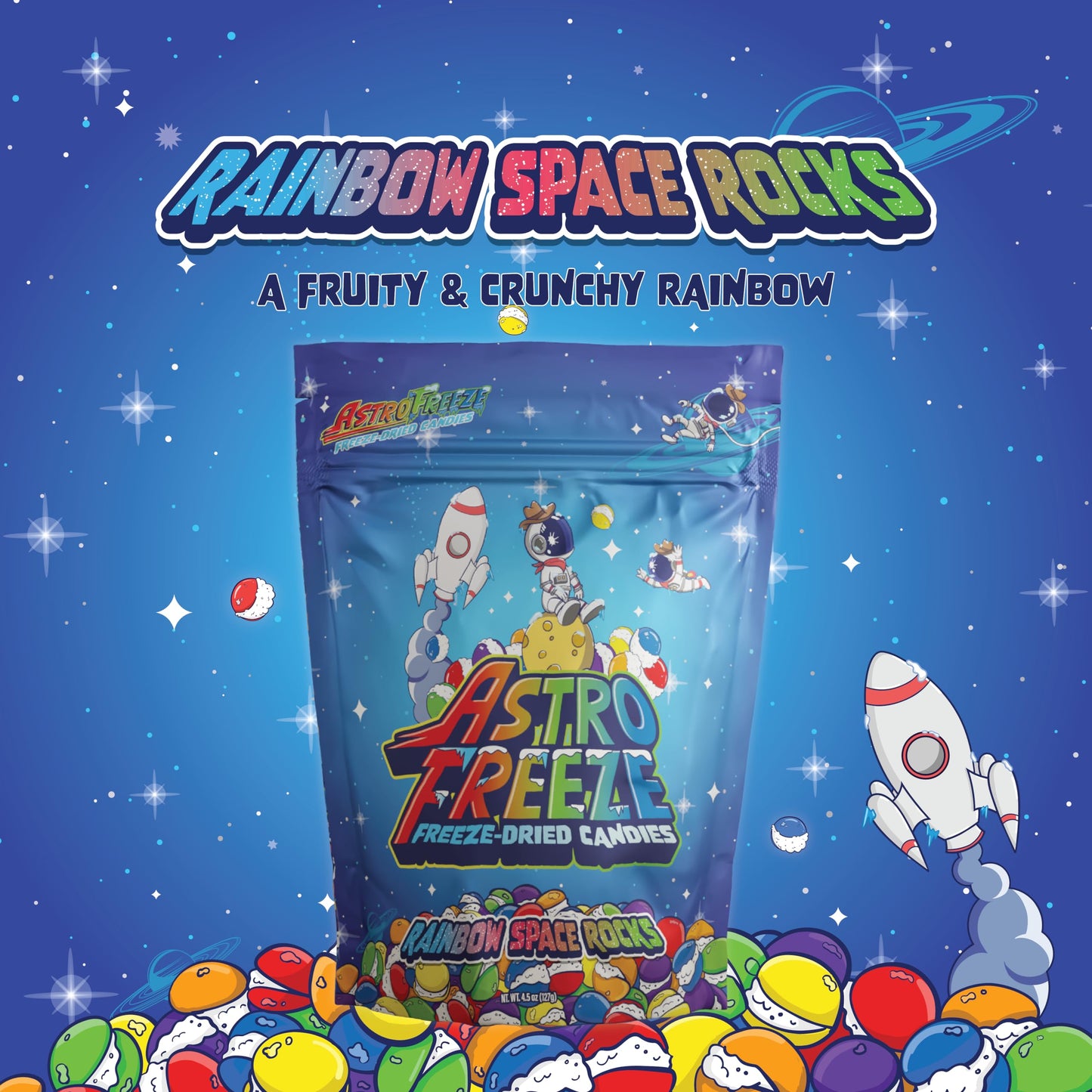 Premium Freeze Dried Skittles - [4-Pack] 18Oz 1.13Lb - Rainbow Space Rocks Freeze Dried Candy - Original Skittle Flavors = Lime,