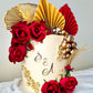 Jevenis 21 Pcs Red Rose Cake Decoration Queen Birthday Cake Decoration Ginkgo Palm Leaves Cake Decoration For Wedding Birthday E