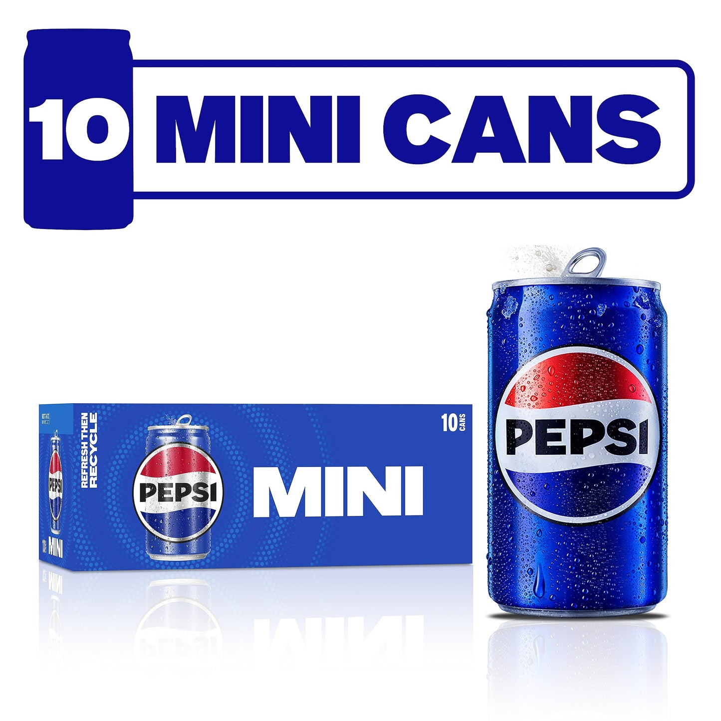 Pepsi Soda, 7.5 Ounce Mini Cans, (10 Pack) (Packaging May Vary)