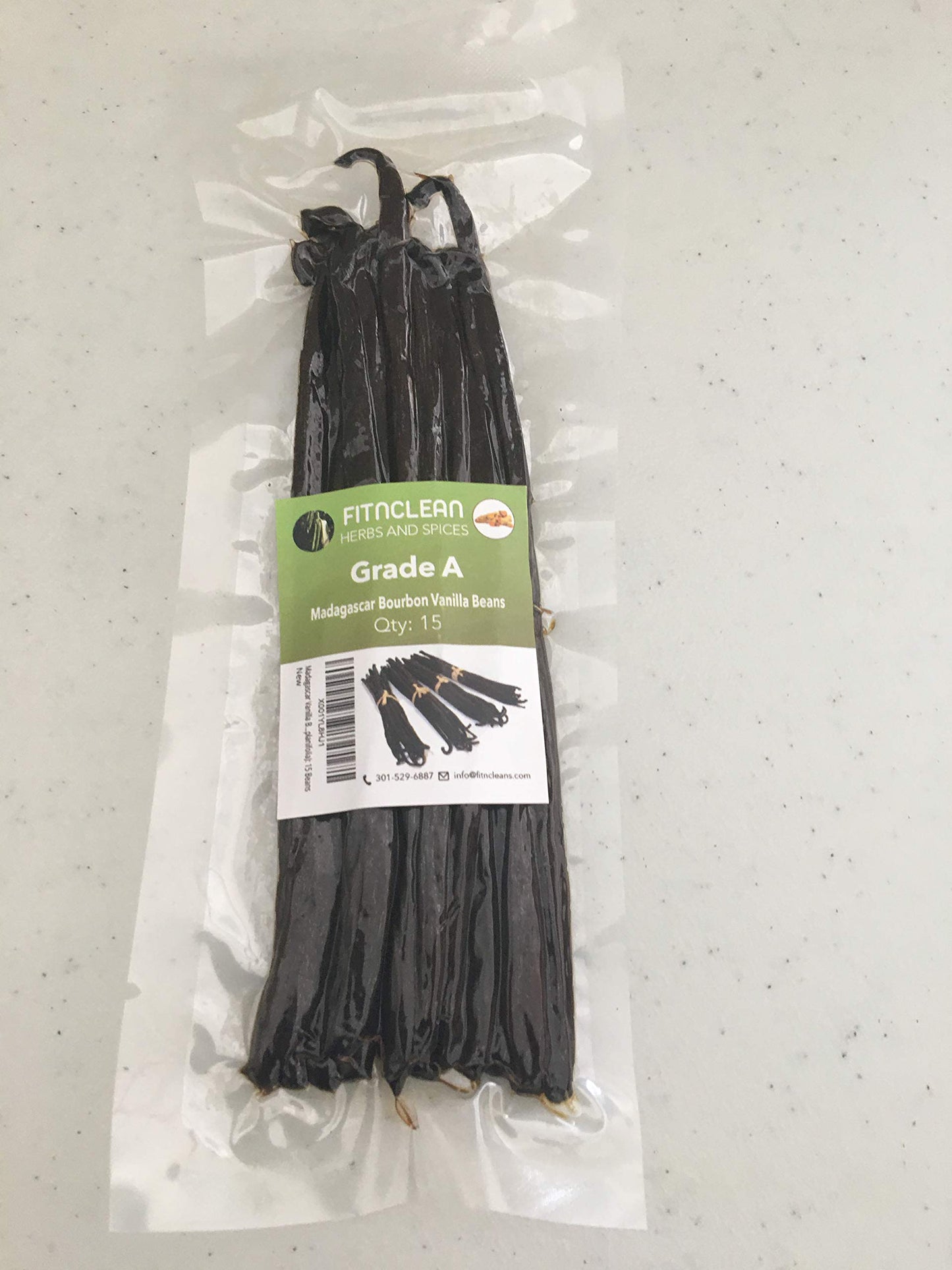 FITNCLEAN VANILLA Organic Madagascar Vanilla Beans, 15 Count, 6-7.5 Bulk spirit-inspired flavor, Certified USDA Organic, NON-GMO Whole Pods
