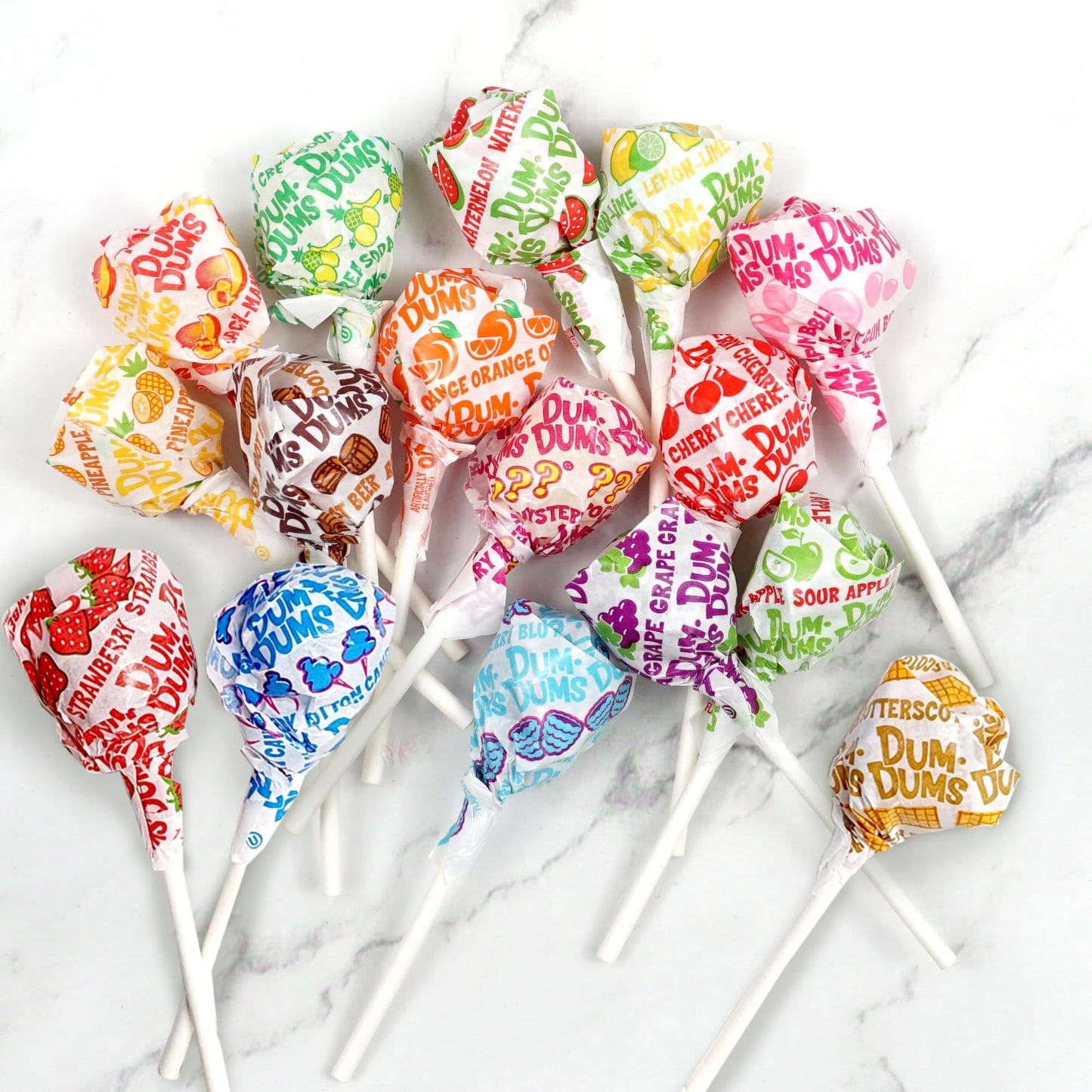 The Hampton Popcorn Company DUM DUMS Lollipops, Assorted Flavors, 1 lb Bag, Gluten Free, Individually Wrapped, 60 Pieces Approx.
