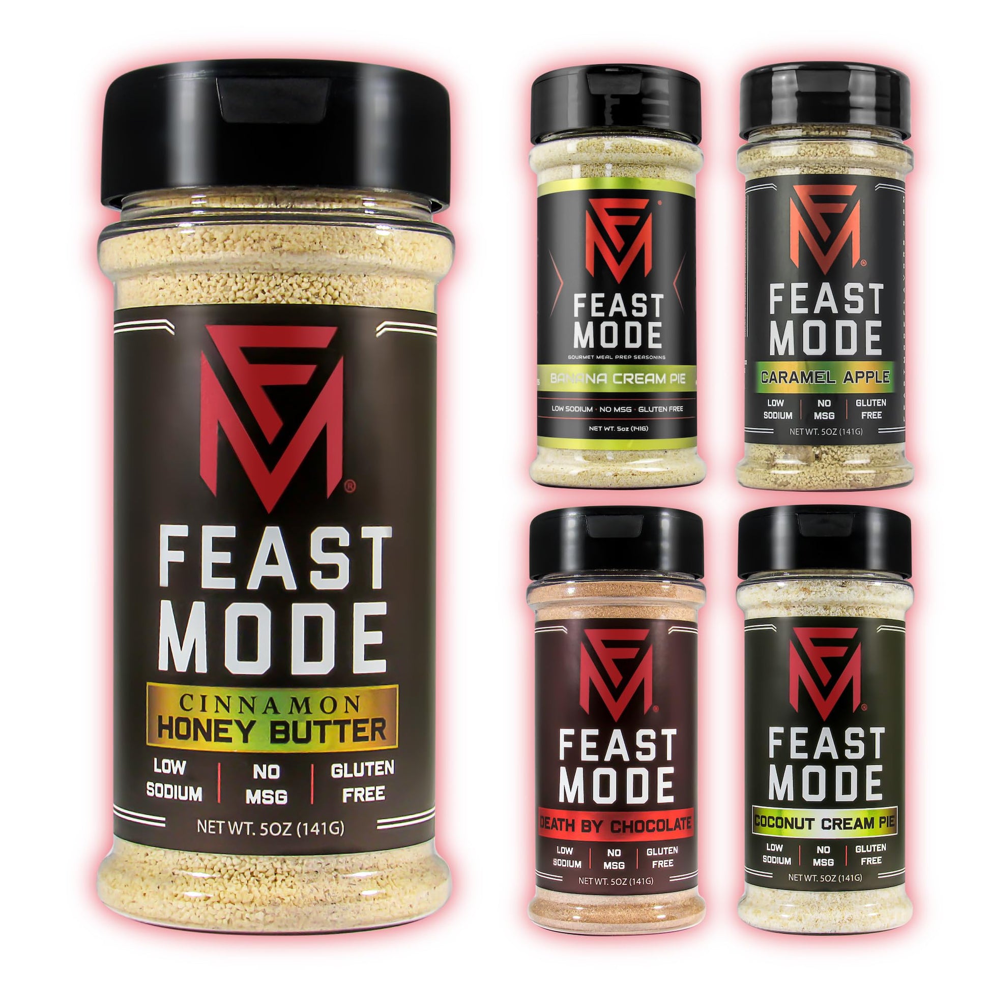 Feast Mode Flavors | Candy Pack | 5 count | 5oz seasonings | Cinnamon Honey Butter | Death By Chocolate | Coconut Cream Pie | Ca