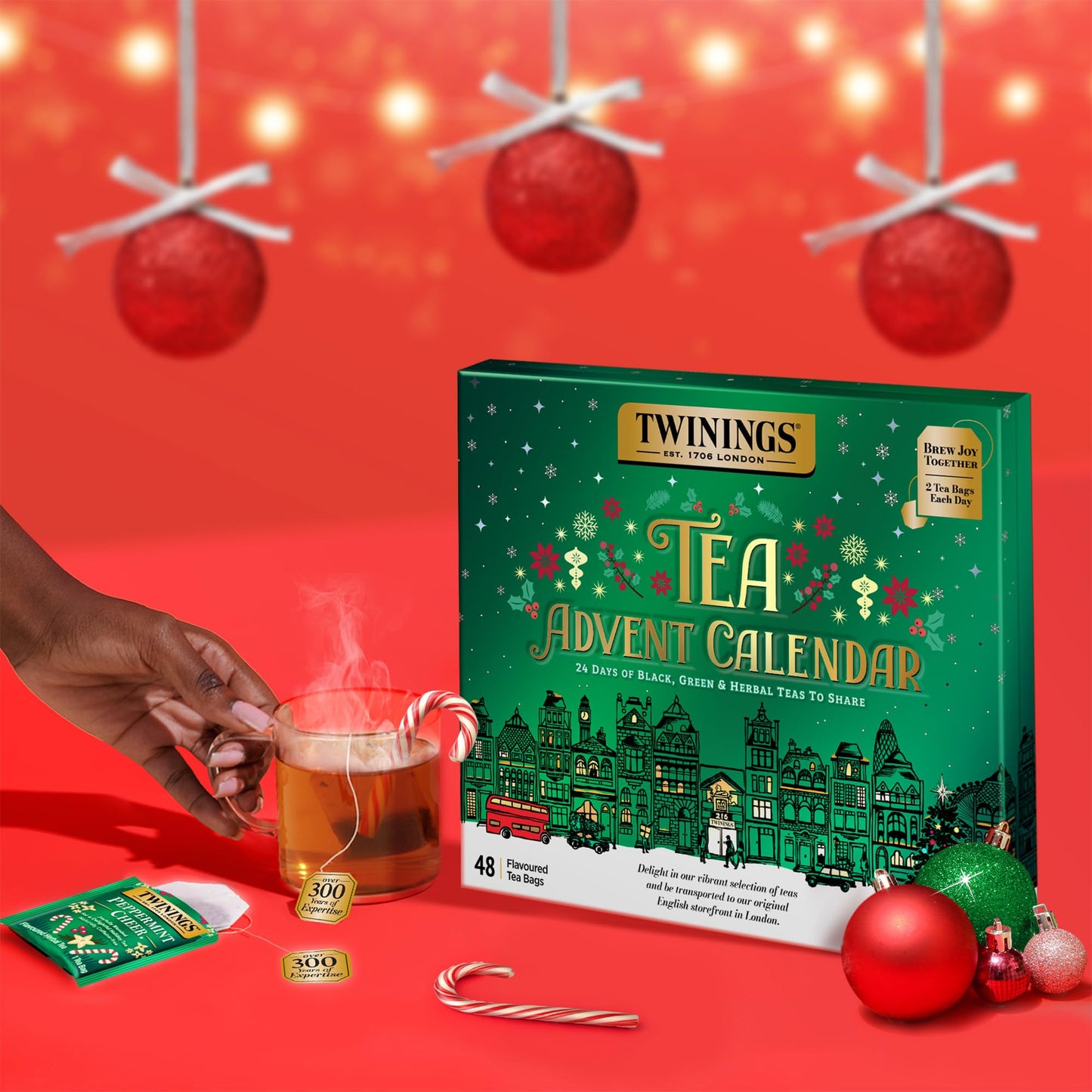 NEW Twinings Tea Advent Calendar Gift Set, 24-Day Holiday Sampler with Black, Green & Herbal Teas, Christmas Countdown Box for T