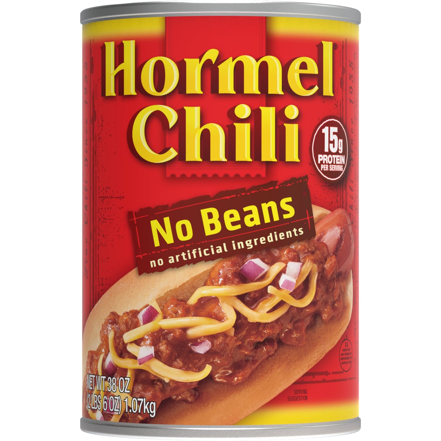 Hormel Chili No Beans, 38 Ounce, Model 49052, No Beans