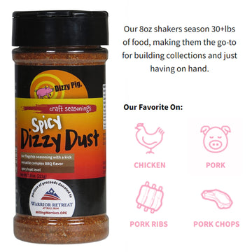 Dizzy Pig All-Purpose Barbecue Seasoning Rub, Spicy Dizzy Dust, 8oz Shaker, MSG Free, Gluten Free
