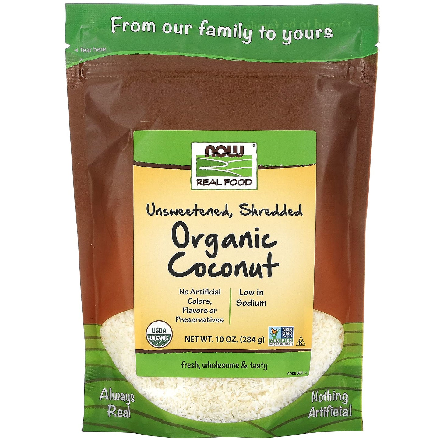 Now Foods, Organic Coconut, Unsweetened And Shredded, No Added Colors, Flavors Or Preservatives, 10-Ounce (Packaging May Vary)