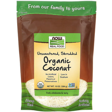 Now Foods, Organic Coconut, Unsweetened And Shredded, No Added Colors, Flavors Or Preservatives, 10-Ounce (Packaging May Vary)