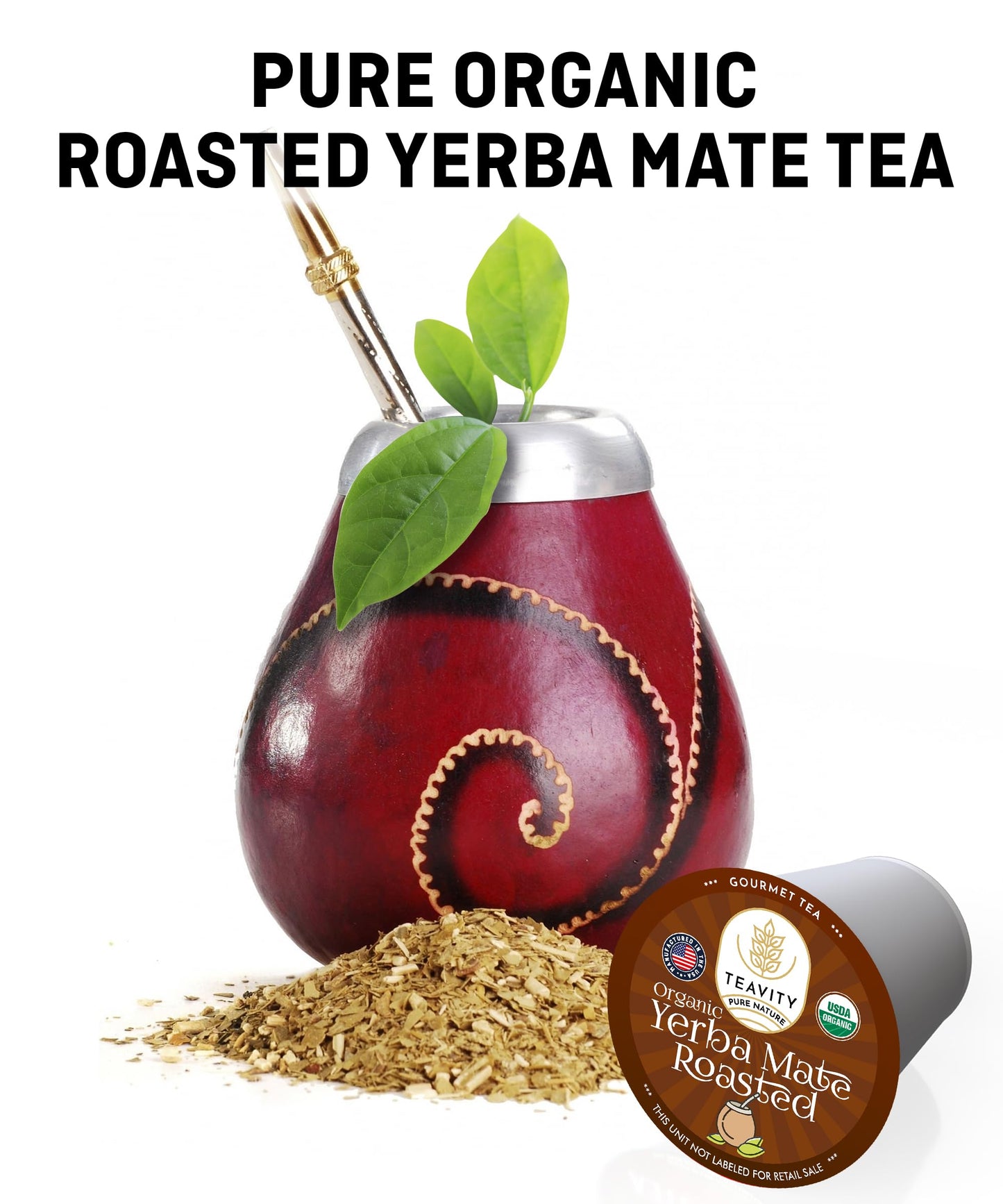 Teavity Organic Yerba Roasted Mate Tea Pods for Keurig, 36 Count, Pack of 1