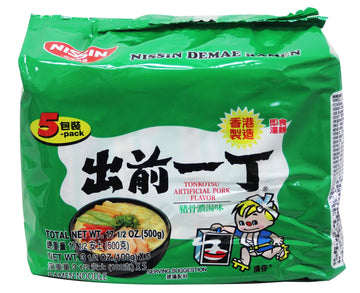 Nissin Demae Ramen Instant Noodle 3.5Oz (Tonkotsu Pork, 5 Packs)