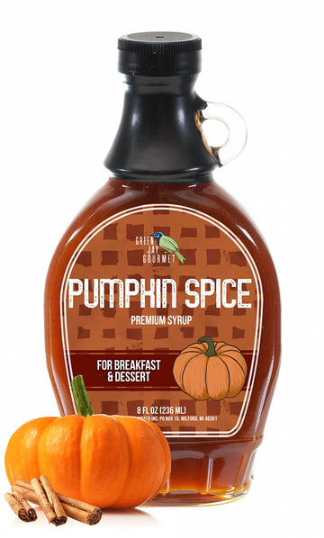 Green Jay Gourmet Pumpkin Spice Syrup - Premium Breakfast Syrup With Pumpkin, Spices & Lemon Juice - All-Natural, Non-Gmo Pancak