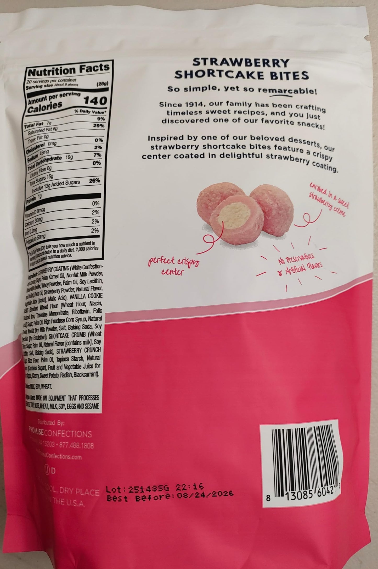 Strawberry Shortcake Bites, Shortbread Cookie With a Sweet Strawberry Creme, 20 Ounces, Resealable Bag