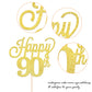 YCTHUNFISH 90th Birthday Cake Topper Black Glitter Number 90, Bamboo Material, Gold Color, Perfect for 90th Birthday Celebrations